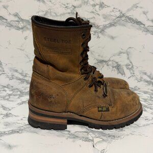 Ad Tec Women 8.5 Logger Boots Steel Toe Work Combat Shoe Leather Calf Lace Up
